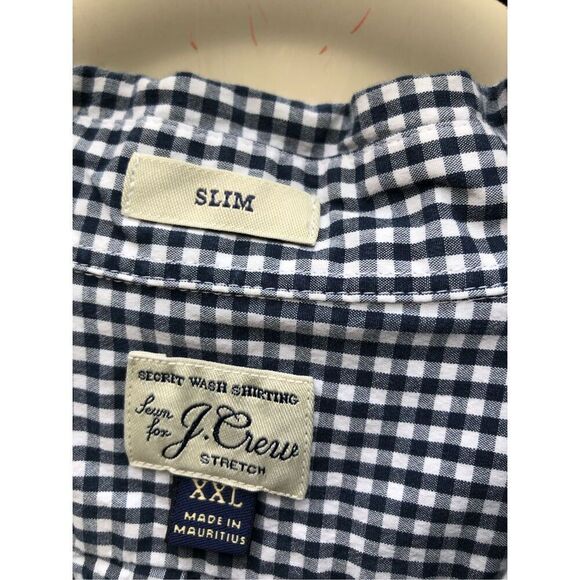 J Crew Size XXL (2XL) Slim Fit button down Navy and White Checked - Picture 3 of 3